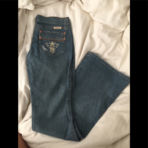 Frankie B jeans floral design flare size 4 - Picture 2 of 6